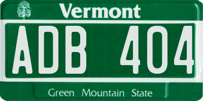 VT license plate ADB404