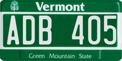 VT license plate ADB405