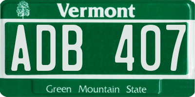 VT license plate ADB407