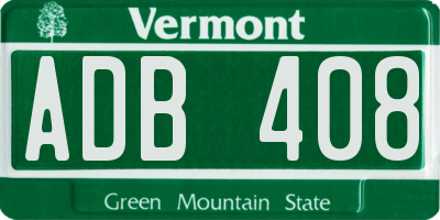 VT license plate ADB408