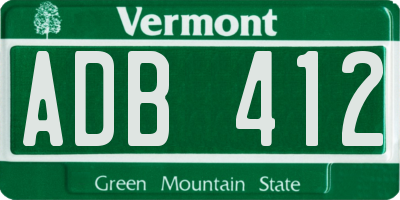 VT license plate ADB412