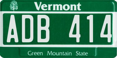 VT license plate ADB414