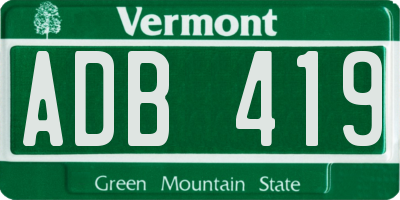 VT license plate ADB419