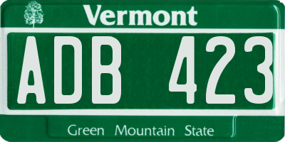 VT license plate ADB423