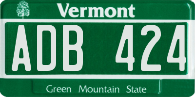 VT license plate ADB424