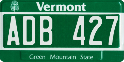 VT license plate ADB427