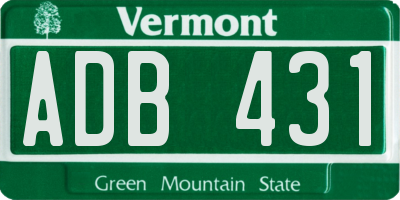 VT license plate ADB431