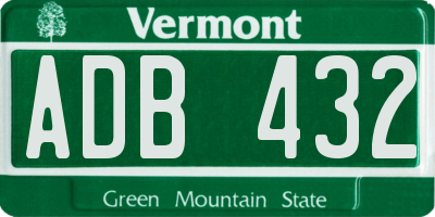 VT license plate ADB432