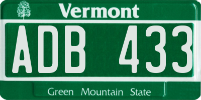 VT license plate ADB433