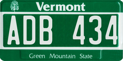 VT license plate ADB434