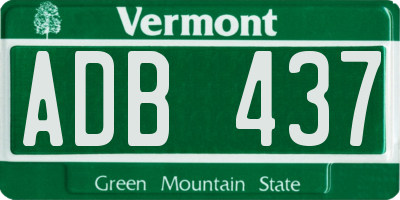 VT license plate ADB437