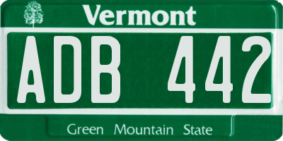 VT license plate ADB442
