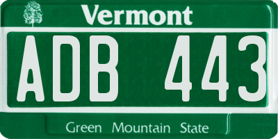 VT license plate ADB443