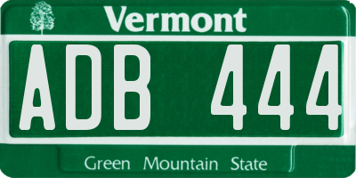 VT license plate ADB444