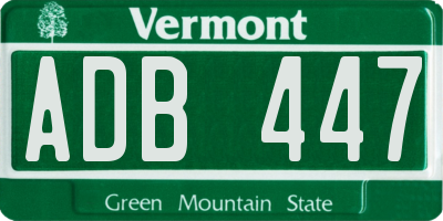 VT license plate ADB447