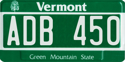 VT license plate ADB450