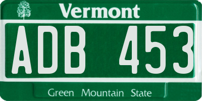 VT license plate ADB453