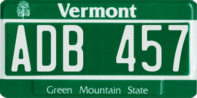 VT license plate ADB457