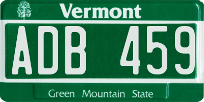 VT license plate ADB459