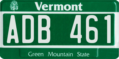VT license plate ADB461