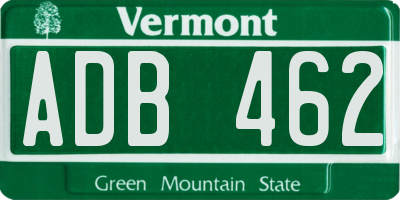 VT license plate ADB462