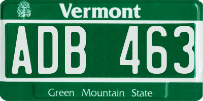 VT license plate ADB463