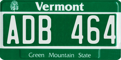 VT license plate ADB464