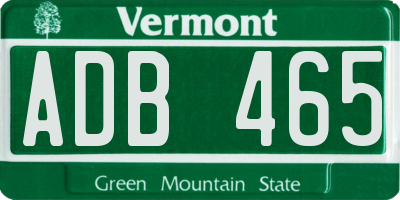 VT license plate ADB465