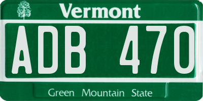 VT license plate ADB470