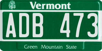 VT license plate ADB473