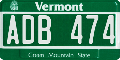VT license plate ADB474