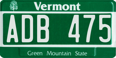 VT license plate ADB475