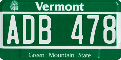 VT license plate ADB478