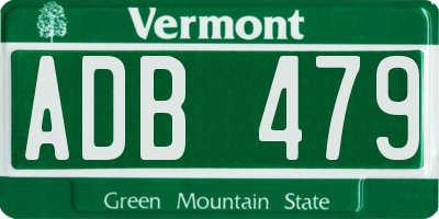 VT license plate ADB479