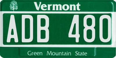 VT license plate ADB480