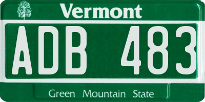 VT license plate ADB483