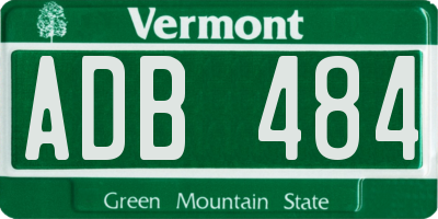 VT license plate ADB484