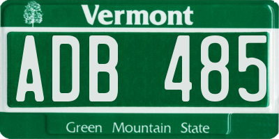 VT license plate ADB485