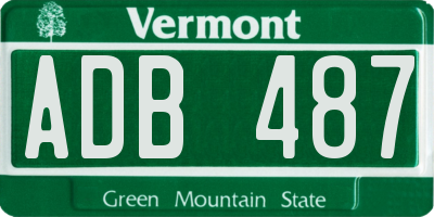 VT license plate ADB487