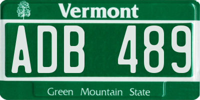 VT license plate ADB489