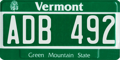 VT license plate ADB492