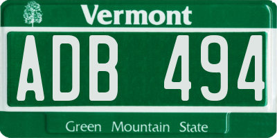 VT license plate ADB494