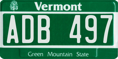 VT license plate ADB497