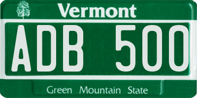 VT license plate ADB500