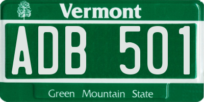 VT license plate ADB501