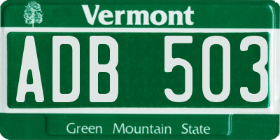 VT license plate ADB503