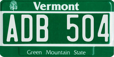 VT license plate ADB504