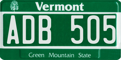 VT license plate ADB505