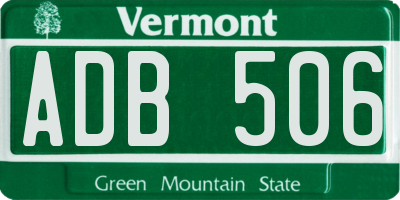 VT license plate ADB506