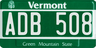 VT license plate ADB508